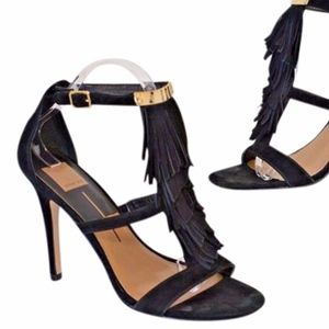 Authentic Dolce Vita Suede Fringe T-Strap Heels